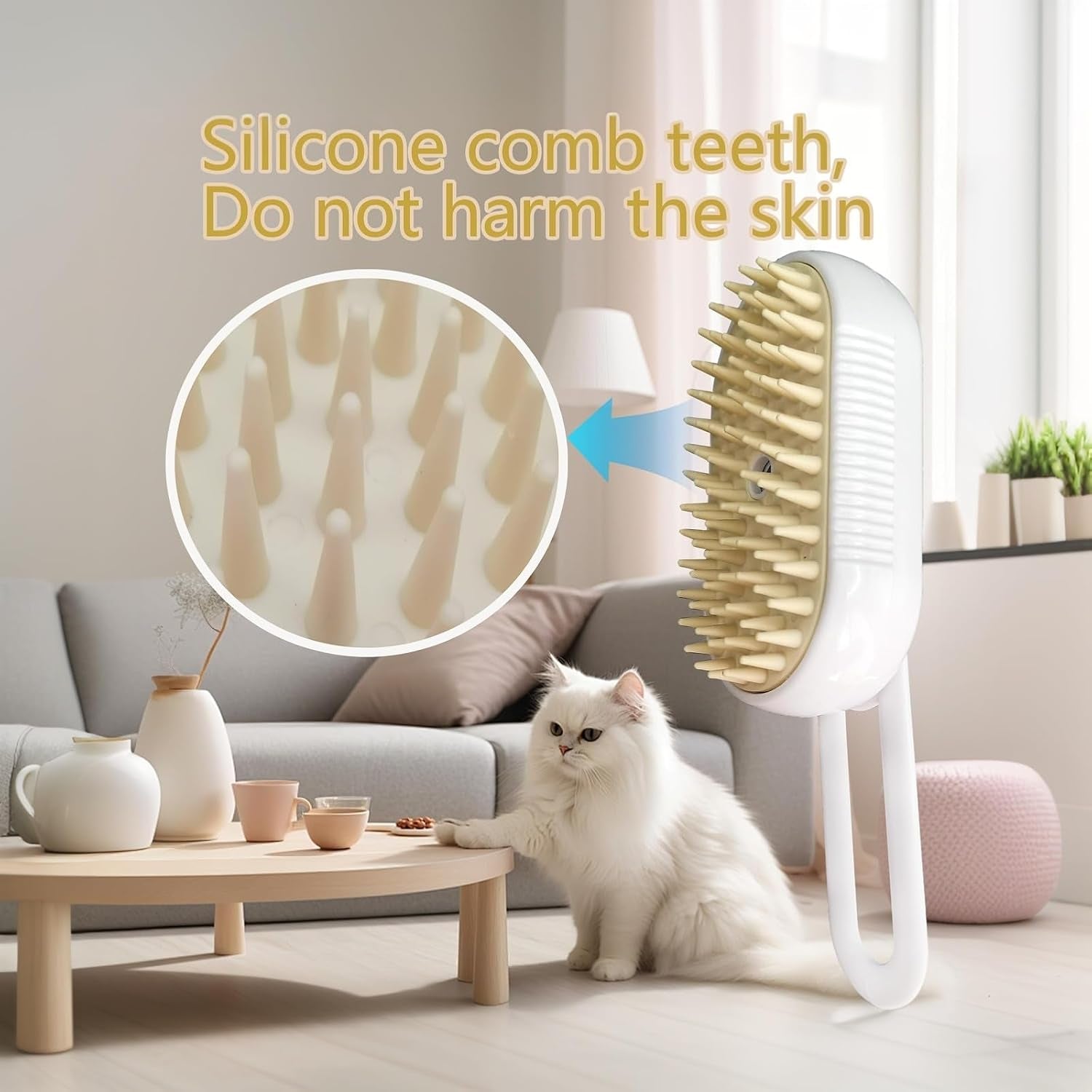 Cat Steam Brush for Shedding - USB Rechargeable Grooming Brush with Release Button, Dual Speed Spray for Long & Short Hair Indoor Cats