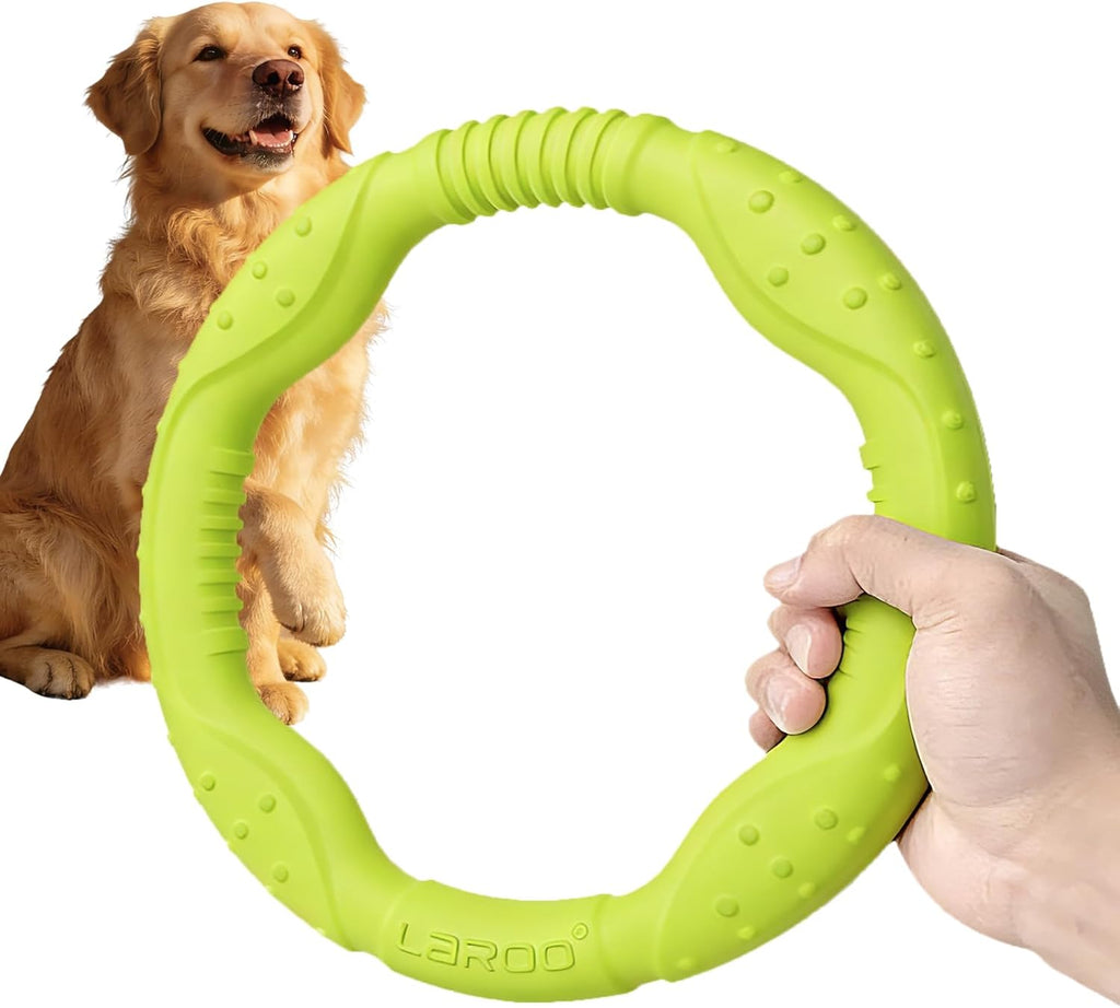 Dog Ring Toy, Durable Soft Flying Disc for Throwing Catching Grabbing, Water Floating Dog Training Fetch Ring for Medium Large Breeds, Outdoor (Green/11.8Inch)