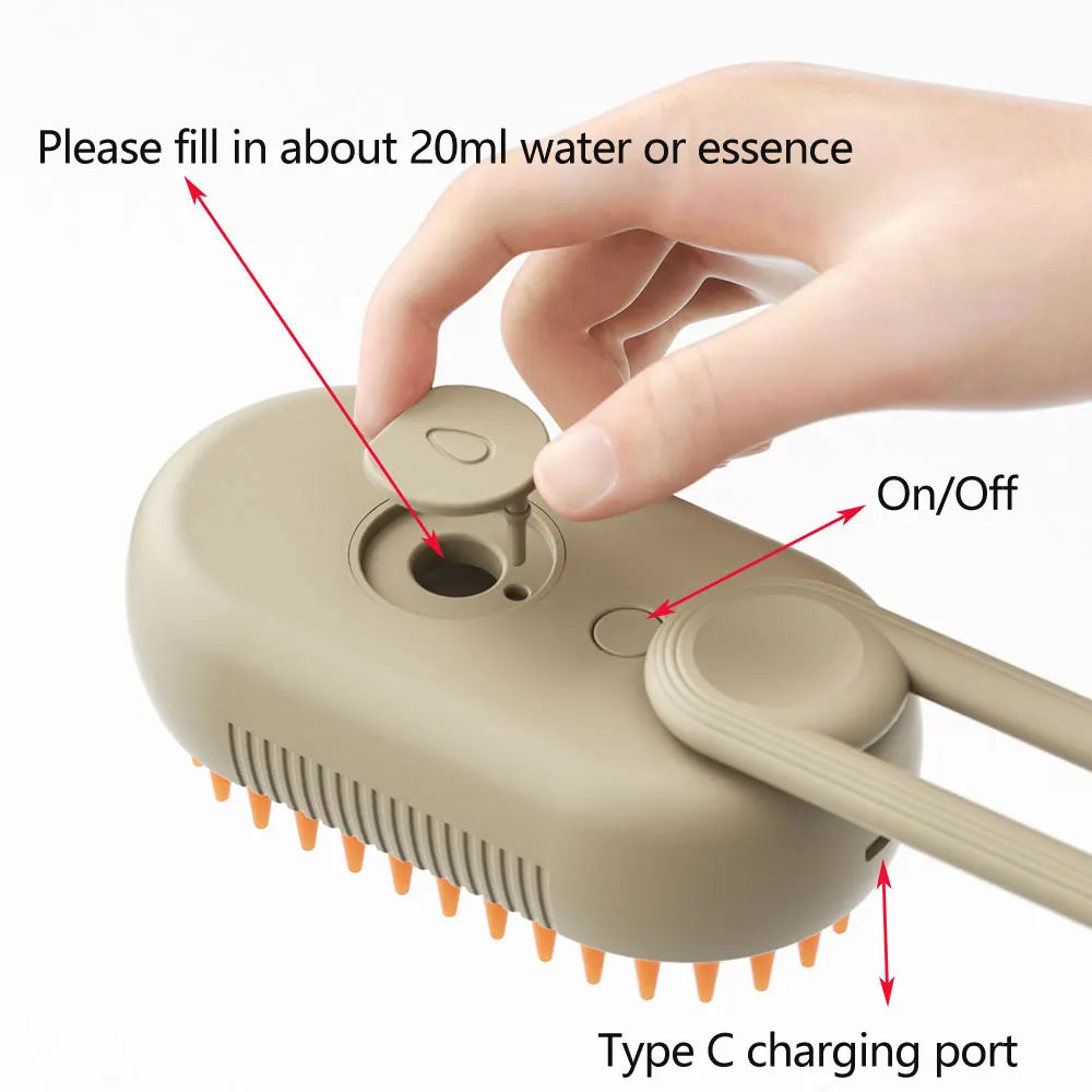 Dog Cat Steamy Brush Spray Massage 3 In1 Rechargeable