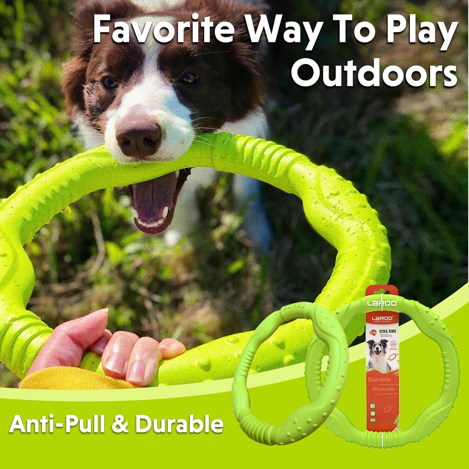 Dog Ring Toy, Durable Soft Flying Disc for Throwing Catching Grabbing, Water Floating Dog Training Fetch Ring for Medium Large Breeds, Outdoor (Green/11.8Inch)