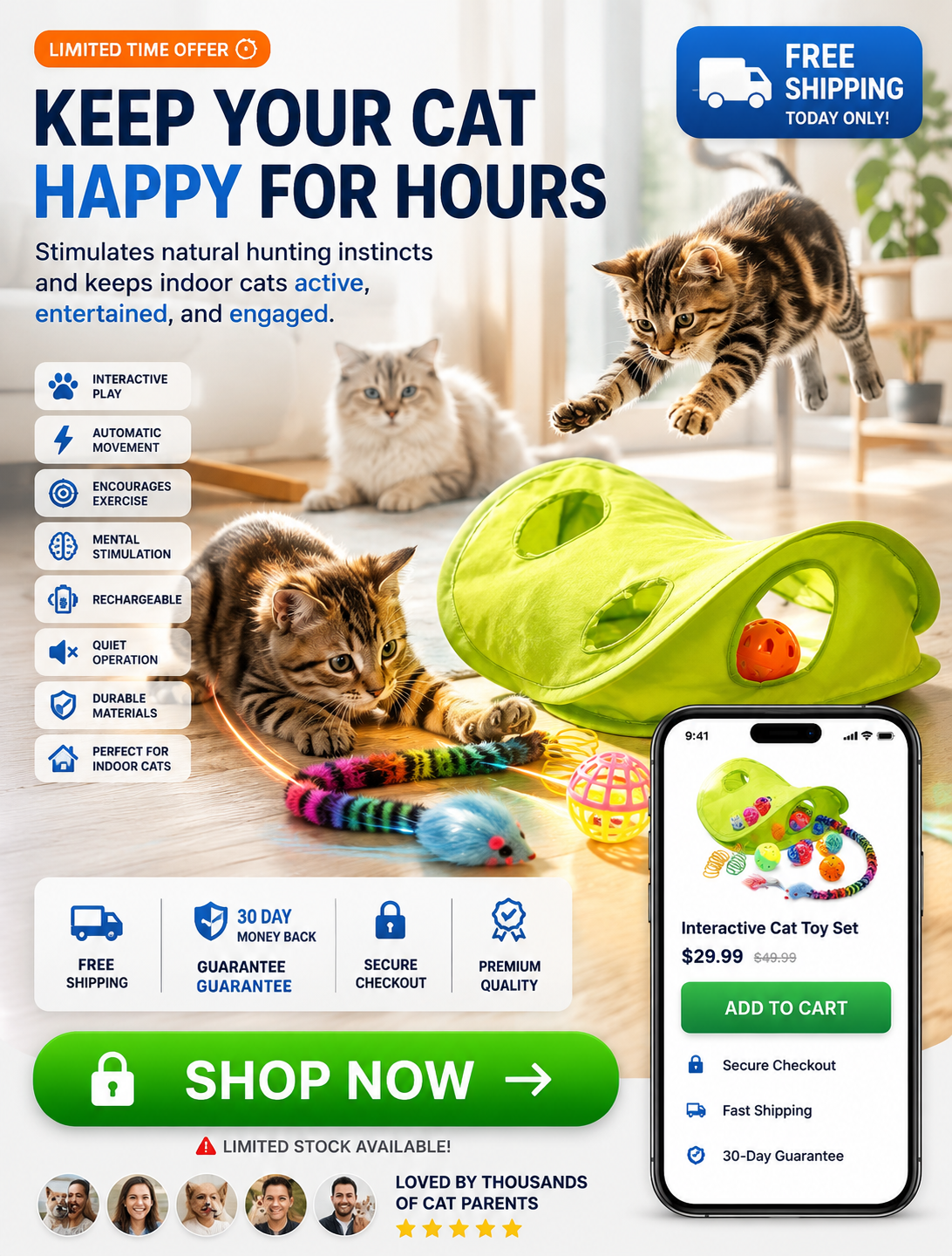 18 Cat Toys Assortments - Teaser Wand,